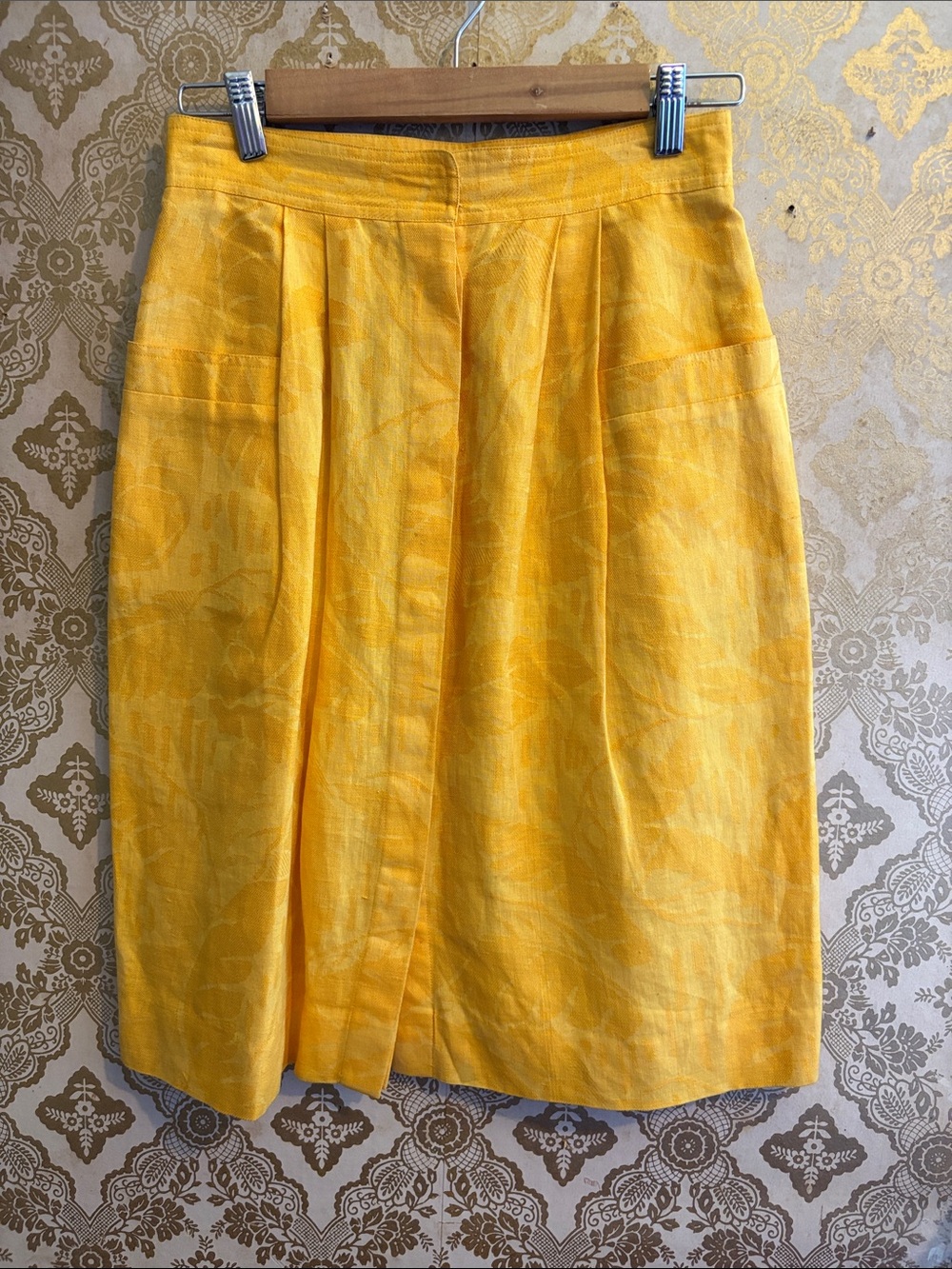 Vintage Christian Dior Sunshine Yellow Button Front Skirt